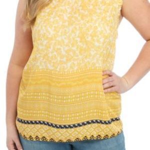 True Craft Border Print Sleeveless Woven Top